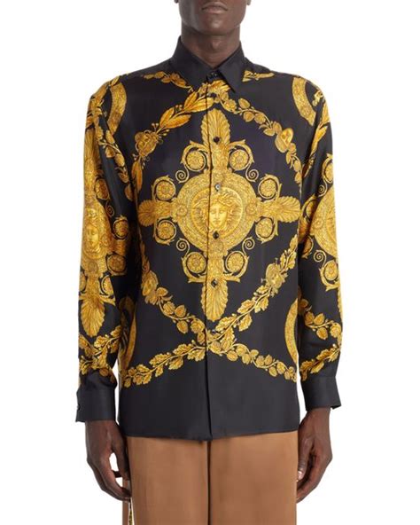 maglia barocco versace maialini|Versace Barocco Print Silk Button.